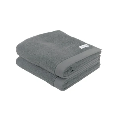Abbildung von TOM TAILOR Handtuch, 2er Set, 50 x 100 cm, 100% Baumwolle / Frottier, mit Aufhänger und Label Logo, COLOR BATH TOWEL Grau (Moody Grey)