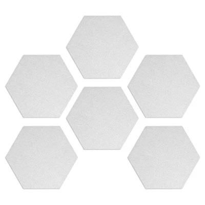 Abbildung von Navaris Filz Memoboards Set sechseckig 6X Pinnwand 15x17,7x1,5cm mit Pinnnadeln und Klebeband Pinwand für Kinderzimmer Büro Weiß