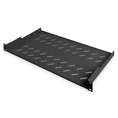 Abbildung von DIGITUS Fachboden zum Festeinbau 19 Zoll 1HE Befestigung Vorne Traglast 15 kg Für Netzwerkschänke &amp; Serverschränke Ab 450 mm Schranktiefe Schwarz