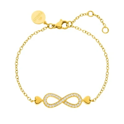 Abbildung von Purelei® Eternal Love Armband, Damen Armband aus langlebigem Edelstahl, wasserfestes mit Infinity und Herzanhänger, 16 19 cm Länge verstellbar (Gold, Edelstahl)