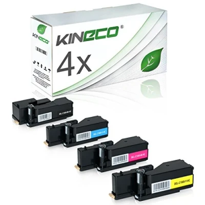 Abbildung von Kineco 4 Toner kompatibel mit Dell C1660 W 59311130 59311129 59311128 593211131 Schwarz 1.250 Seiten, Color je 1.000 Seiten