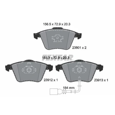 Abbildung von TEXTAR 2380101 Bremsbelagsatz mit integriertem Verschleißwarnkontakt VOLKSWAGEN: Golf 5, Passat B6 Variant, CC, AUDI: A3 Sportback, Hatchback