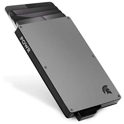 Abbildung von POWR Kartenetui Cardholder EC Karten Etui und Kreditkartenetui Herren RFID Schutz &amp; NFC Blocker Kartenhalter Metall Schmales Wallet Portemonnaie