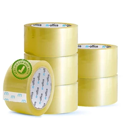 Abbildung von m office transparentes Klebeband, selbstklebend, für Verpackungen von Kartons, Versand, Umzüge und Basteln, sicheres robustes Papier (48 mm x 66 m, x6)