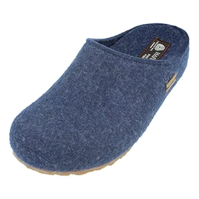 Abbildung von Haflinger Grizzly Michel Pantolette flach, Größe: 41, Blue Schuhe