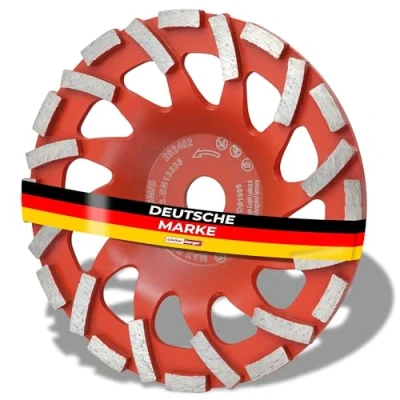 Abbildung von Woltersberger® Diamant Schleiftopf 180 mm x 22,23 Schleifteller für Schleifarbeiten mit Beton und harten Baustoffen Granit Naturstein Estrich Putz Marmor