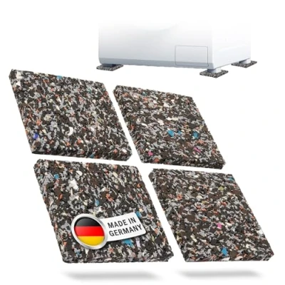 Abbildung von ECENCE Schwingungsdämpfer Pads als Waschmaschinen Unterlage 4X, Vibrations Dämpfer Trockner, Anti Rutschmatten 10x10x1cm Schwarz Antivibrationsmatte, Made in Germany