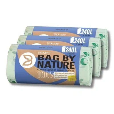 Abbildung von 240L Biomüllsäcke für Biotonne: 15 Müllsäcke, Made in Germany, 100% kompostierbar und biologisch abbaubar 6 Wochen, klimaneutral, reißfeste Bioabfallsäcke, auch als 120L Abfallsäcke