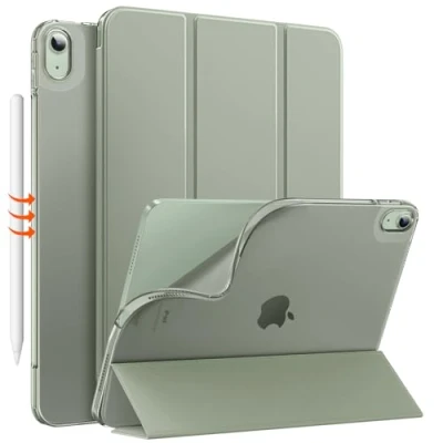 Abbildung von MoKo für iPad Air 11 Zoll Hülle 7./6. Generation M3/M2 2025/2024, 5./4. Gen 2022/2020, Transluzent Matt Weich TPU Rückseite, Unterstützt Pencil Pro/2/USB C, Salbei Grün