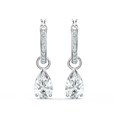 Abbildung von Swarovski Attract Drop Ohrhänger, Tropfenschliff, Weiß, Rhodiniert