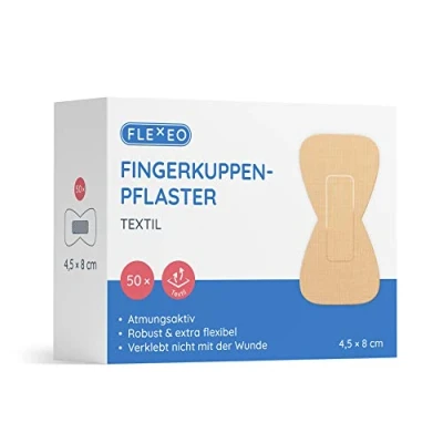 Abbildung von Fingerkuppenpflaster beige Textil 4,5x8cm 50 Stk Pflaster Set Fingerkuppenschutz nach Verletzung Butterfly band aid als Daumenpflaster &amp; Zehenpflaster Fingerpflaster
