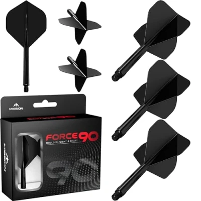 Abbildung von Mission Darts Force 90 Integriertes präzisionsgeformtes Dart Flight und Schaftsystem, Packung mit 3 professionellen, sehr langlebigen kombinierten Flights Schäften, Standard Nr. 2
