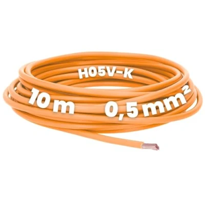 Abbildung von Kalitec 10 Meter H05V K 0,5 mm² orange Verdrahtungsleitung I Aderleitung flexibel PVC Einzelader Litze 0,5mm2 Verdrahtung feindrätig Einzelleitung Kabel eindrähtig Schaltdraht