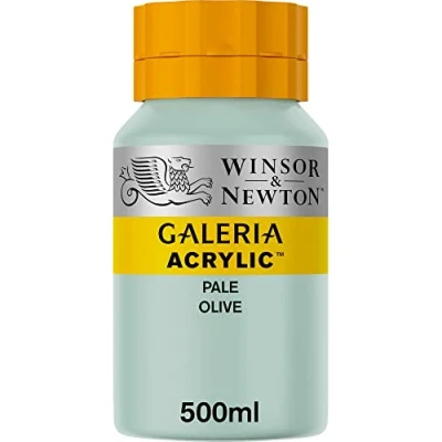 Abbildung von Winsor &amp; Newton 2150435 Galeria Acrylfarbe, hohe Pigmentierung, lichtecht, buttrige Konsistenz, 500 ml Topf Olivgrün Blass