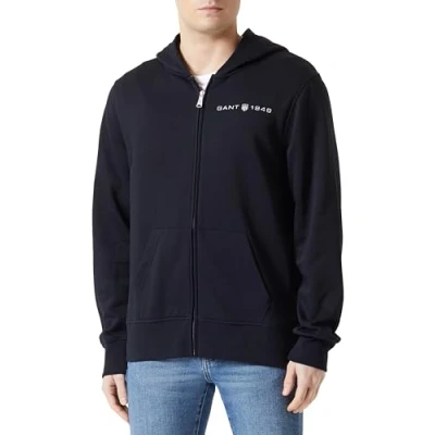 Abbildung von GANT Graphic Hoodie Sweatjacke, Herren, Größe: Large, Black