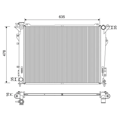 Abbildung von VALEO 701209 Kühler, Motorkühlung Aluminium 635 478 16