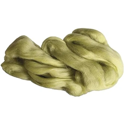 Abbildung von Rayher HOBBY 5360079 Reine Schurwolle, Filzwolle, Kammzug, Beutel 50 g, helloliv, Märchenwolle