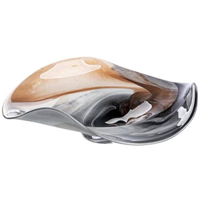 Abbildung von GILDE Glas Schale Draga Dekoschale Ø 46 cm braun schwarz Mamor Optik europäische Herstellung