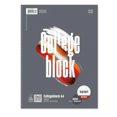 Abbildung von Staufen Style Collegeblock DIN A4, Lineatur 28 (5mm kariert mit Randlinien), 160 Blatt, 4 fach Lochung, extraweißes 70g/m² Qualitätspapier, 3 Stück