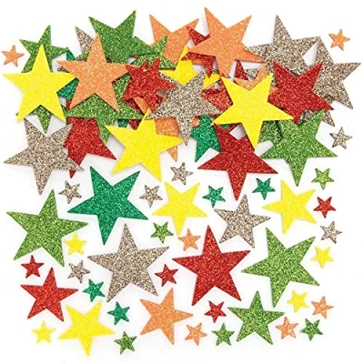 Abbildung von Baker Ross FE605 Glitzer Herbst Schaumstoff Sticker 198 Stück, Moosgummi Aufkleber für Kinder zum Basteln, Gestalten und Dekorieren