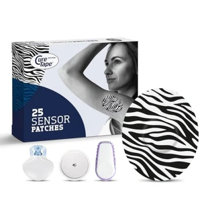 Abbildung von CureTape Patches Sensor Fixierpflaster Pflaster für Freestyle Libre, Dexcom und Medtronic Guardian Sensoren TÜV Zertifikat 20 Stück(e) (Beige) (Tattoo) (Zebra)