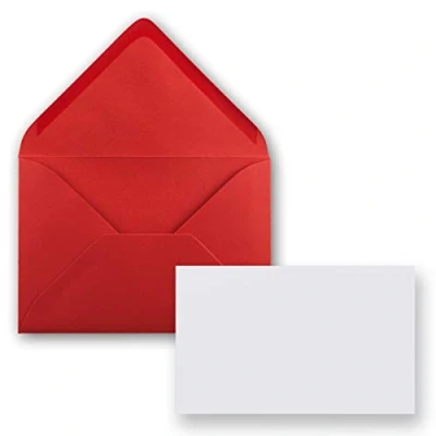 Abbildung von FarbenFroh by GUSTAV NEUSER 25x Stück Karte mit Umschlag Set Einzel Karten Din A8 7,1x4,5 cm Hochweiß Brief Umschlägen C8 7,6x5,2 Rot Nassklebung