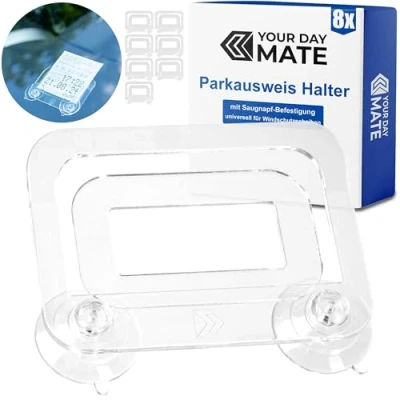 Abbildung von Windschutzscheibe Parkausweis Halterung, 8 Stück, in Transparent, Halter mit Saugnäpfen, Parkausweishalter Scheibe, Autoscheibe Parkscheinhalter, Kartenhalter Parkticket, Auto Saugnapf Clip Ticket