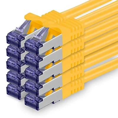 Abbildung von Cat.7 Netzwerkkabel 1m Gelb 10 Stück Cat7 Patchkabel (SFTP/PIMF/LSZH) Rohkabel Gb/s mit Rj 45 Stecker Cat.6a x 1 Meter