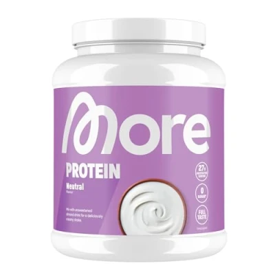 Abbildung von MORE Protein, Geschmacksneutral, 600 g, Mix aus Whey Konzentrat und Casein ideal zum Muskelaufbau erhalt, mit Laktase, geprüfte Qualität made in Germany