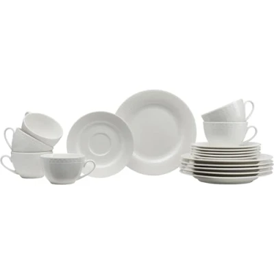 Abbildung von Ritzenhoff &amp; Breker Sofia Kaffeeservice 18 teilig, Dessertteller (20 cm) und Tassen mit Untertassen (220 ml) für 6 Personen, Kaffee Set feinem Rillenrelief, Fine Dining Geschirr, Porzellan, Weiß