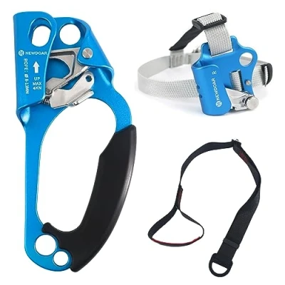 Abbildung von NewDoar UIAA &amp; CE zertifizierte Handsteigklemme Seilklemme Ascension Kletterbaum Baumpfleger Abseilen Ausrüstung für 8 13 mm Seil Anzug Rechts Blau