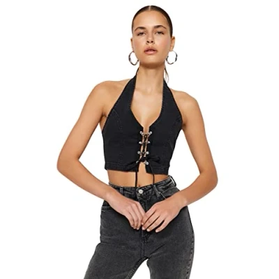 Abbildung von Trendyol Damen Jeans Bustier BH, Schwarz, 38