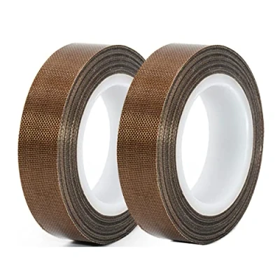 Abbildung von Qrity 2 Stück Teflonband, Hochtemperatur Klebeband, 10mm*10m, Dicke 0,18mm, Hitzebeständig bis 300℃, für Vakuumiergerät, Handversiegelung, Impulsversiegelung