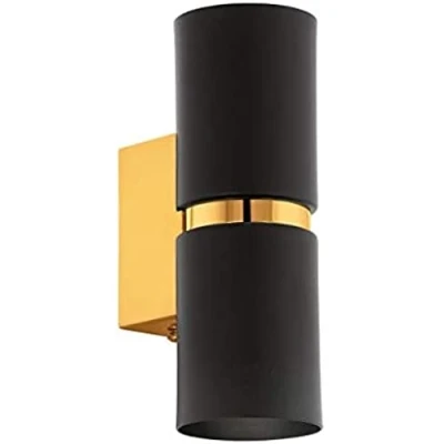Abbildung von Eglo 95364 Wandleuchte Passa Up &amp; Downlight in schwarz, gold 2X4W L:6 H:17cm