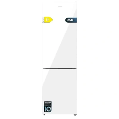 Abbildung von Cecotec Kombi Kühlschrank Bolero CoolMarket Combi 250 White Glass D Inverter Plus Kompressor, Weißes Glas 180x55 cm, l, No Frost, Energieklasse D, Multi Air Flow, Schnellkühlung und Humidity Box.