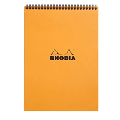Abbildung von Rhodia 18500C Note Pad mit Doppelspirale, DIN A4, kariert, 80 g, 21 x 29.7 cm, Blatt, orange