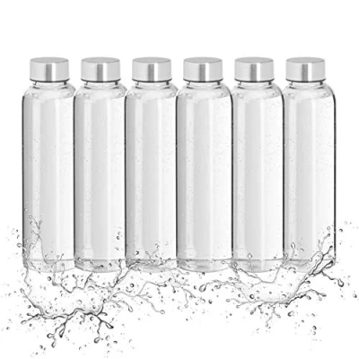 Abbildung von Relaxdays 6er Set Trinkflasche Glas, Wasserflasche mit Hülle, 500ml, spülmaschinenfest, wasserdicht, transparent/schwarz