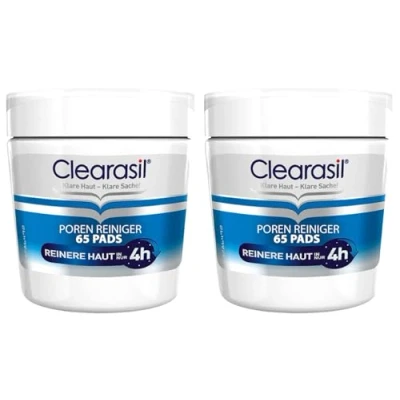 Abbildung von Clearasil Poren Reiniger Pads Anti Pickel &amp; Mitesser zur Reinigung der im Gesicht 2 x 65 Stück