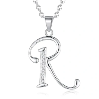 Abbildung von VIKI LYNN Sterling Silber 925 Kette Halskette mit und Zircon Buchstabe Alphabet R Anhaenger