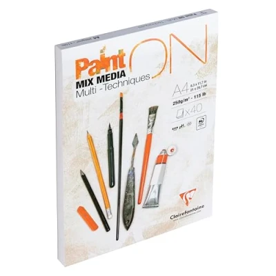 Abbildung von Clairefontaine 96541C Naturel PaintOn Block (250 g, DIN A3, 29,7 x 42 cm, geleimt, 30 Blätter, gut geeignet für Bleistift, Kreide oder PastellIdeal mit rauen Oberfläche und Sandton) naturbraun