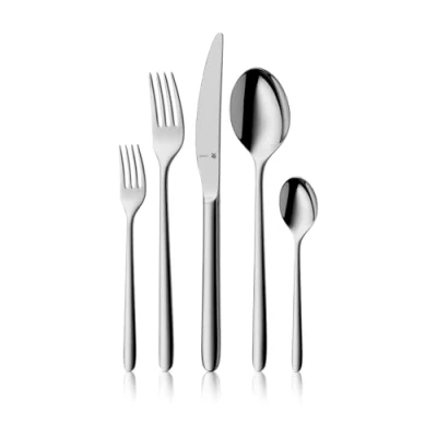 Abbildung von WMF Flame Plus Edelstahl Besteck Set 6 Personen, Essbesteck 30 teilig, Hohlheftmesser, Cromargan protect poliert, kratzbeständig, spülmaschinenfest