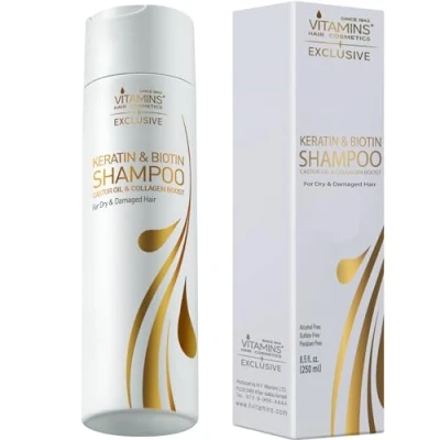 Abbildung von Vitamins Keratin Shampoo für kaputtes Haar Haarpflege Feuchtigkeitsshampoo mit Biotin, Collagen, Castor Oil, Arganöl und Kokosöl Hair Treatment Damen Herren