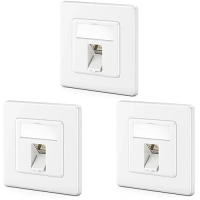 Abbildung von deleyCON 3x CAT8 Keystone Netzwerkdosen Set 2000 MHz 40 GBit/s Unterputz Netzwerkdose &amp; Modul mit RJ45 Buchse STP Geschirmt Metall Gehäuse Datendose Netzwerkkabel Verlegekabel