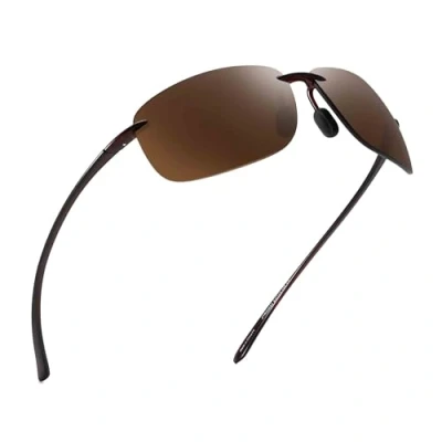 Abbildung von JIM HALO Polarisierte Sport Sonnenbrille für Herren Damen TR90 Randloser Rahmen zum Laufen Angeln Radfahren Fahren Braun