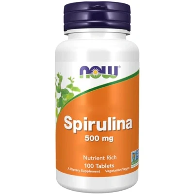 Abbildung von Now Foods, Spirulina, 500mg, 100 vegane Tabletten, Laborgeprüft, Sojafrei, Glutenfrei, Vegetarisch, Ohne Gentechnik, Superfood