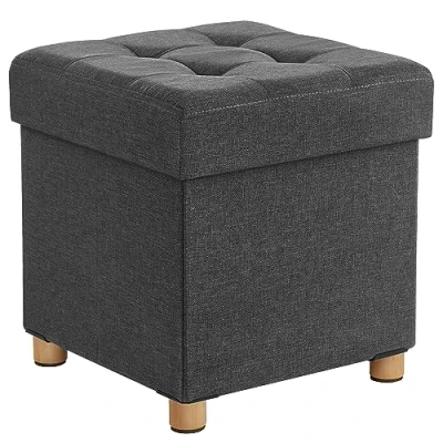 Abbildung von SONGMICS Sitzhocker mit Stauraum, kleine klappbare Sitzbank, 38 x cm Fußbank, Aufbewahrungsbox, bis 300 kg belastbar, für Wohnzimmer Schlafzimmer Schlafsaal, schiefergrau LSF14GYZ