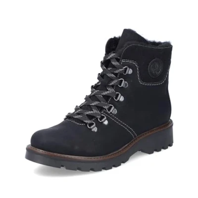 Abbildung von Rieker Damen Schnürstiefeletten 73232, Frauen Stiefeletten,Booties,halbstiefel,Kurzstiefel,uebergangsschuhe,schwarz (00),40 EU / 6.5 UK