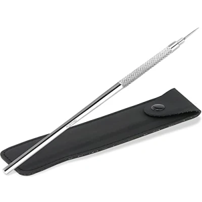 Abbildung von Milienmesser Milienöffner aus Edelstahl Komedonenquetscher Mitesserentferner zur Gesichtspflege mit Etui 15 cm