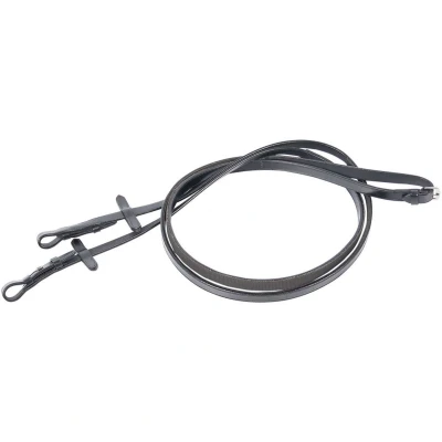Abbildung von Harry&#039;s Horse Zügel Leder mit Gummi Unterseite Schwarz Warmblut