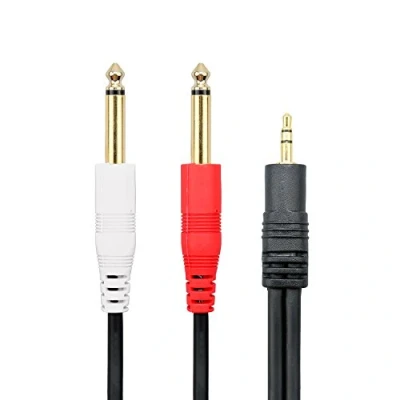 Abbildung von Mono Kabel, 6,3 mm, Mono, 6,35 auf 3,5 Audio Splitter Digital Interface Instrumentkabel für Mixer, Recorder, E Gitarren Verstärker 1.5M